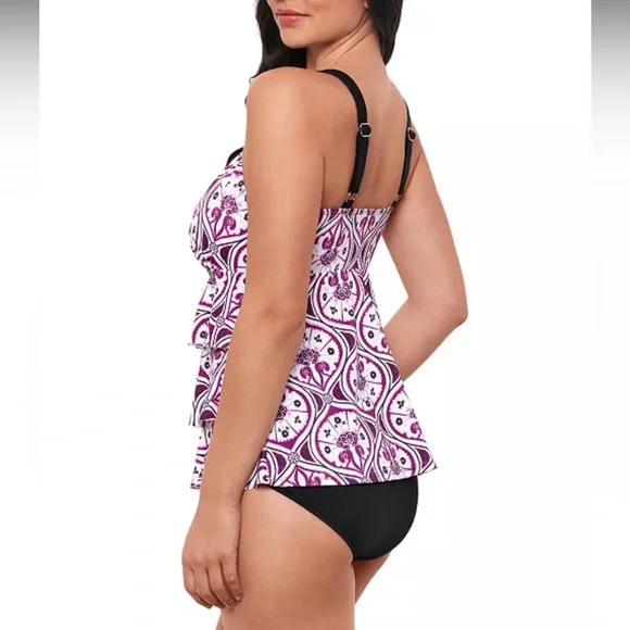 NWT Swim Solutions Sz 12 Women’s Purple Seashell One-Piece Swimsuit Ret $102! - Picture 3 of 14